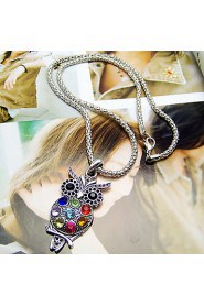 Unique Alloy With Rhinestone Owl Women's Necklace