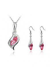 Women's Stylish Elegant Crystal Angel Elf Necklace Earrings Wedding Jewelry Set