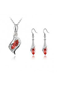 Women's Stylish Elegant Crystal Angel Elf Necklace Earrings Wedding Jewelry Set