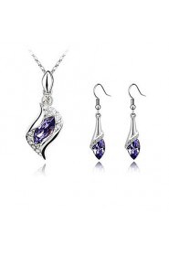 Women's Stylish Elegant Crystal Angel Elf Necklace Earrings Wedding Jewelry Set