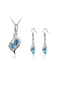 Women's Stylish Elegant Crystal Angel Elf Necklace Earrings Wedding Jewelry Set