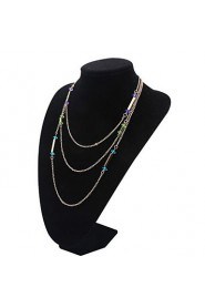 Hot Selling Fashion New Vintage Style Multi-layer Women Multi-Chain Tassel Necklace Long Chain with Rhinestone