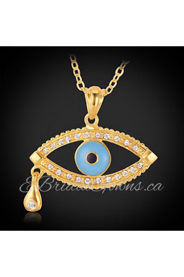 New Women's Angel Tear Drop Evil Eyes Pendant Choker Chain Necklace 18K Real Gold Plated Gift for Women