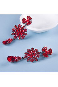 Red Goegerous Rhinestone Wedding/Party Drop Earrings