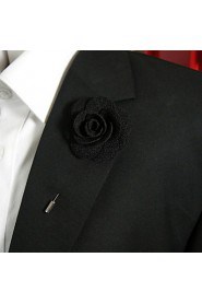 Men's Casual Black Silk Goods Brooch