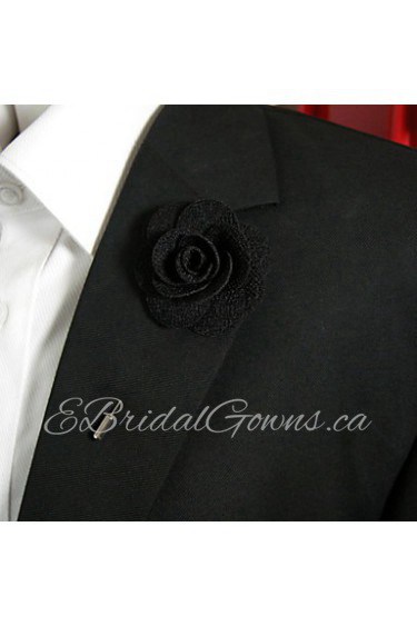 Men's Casual Black Silk Goods Brooch