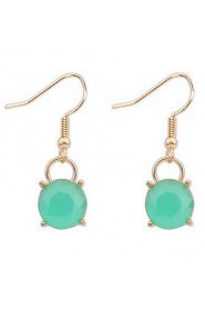 Simple Circular Green Summer Fashion Crystal Earrings