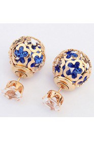 Spherical Hollow Flower Personalized Diamond Earrings Both Sides