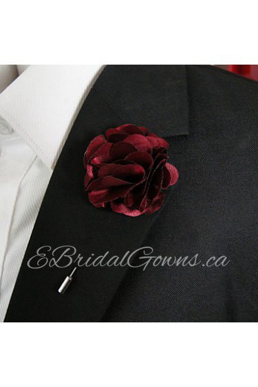 Men's Casual dark red silk goods Brooch