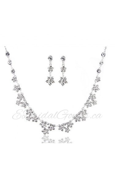 Flowers Ladies'/Women's Alloy Wedding/Party Jewelry Set With Rhinestone