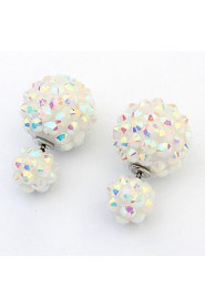 Sweet Candy Colors New Double-sided Full Diamond Pearl Earrings