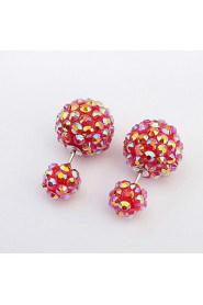 Sweet Candy Colors New Double-sided Full Diamond Pearl Earrings