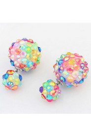 Sweet Candy Colors New Double-sided Full Diamond Pearl Earrings