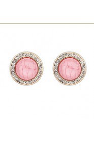 Top Fashion White Rhinestone Round Circle Colorful Stone Gold Alloy Pierced Stud Earrings for Women Retro Earring