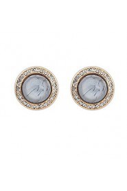 Top Fashion White Rhinestone Round Circle Colorful Stone Gold Alloy Pierced Stud Earrings for Women Retro Earring