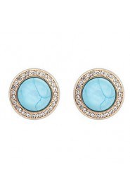 Top Fashion White Rhinestone Round Circle Colorful Stone Gold Alloy Pierced Stud Earrings for Women Retro Earring