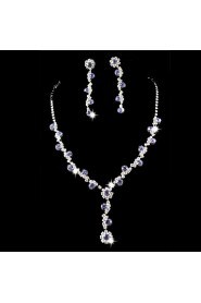 Wedding Bridal Bridesmaid Crystal Necklace Earrings Jewelry Set