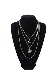 Fashion Necklace for Women Jewelry Punk Style Multi-layer Dancing Girl and Heart Chain Necklaces