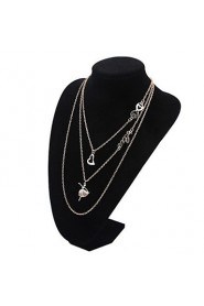 Fashion Necklace for Women Jewelry Punk Style Multi-layer Dancing Girl and Heart Chain Necklaces