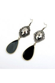 Retro Fashion Hollow Tassel Earrings Long Big Hanging Luxury Vintage Big Black Water Drop Earrings For Women