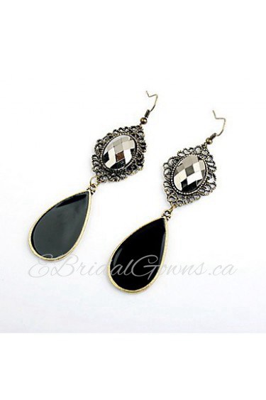 Retro Fashion Hollow Tassel Earrings Long Big Hanging Luxury Vintage Big Black Water Drop Earrings For Women