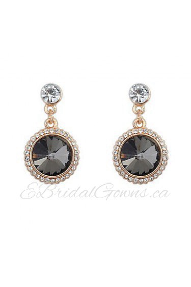 Fashion Elegant Rose Brand Double Sided Drop Earrings Big Shining Rhinestone Earrings For Women