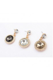 Fashion Elegant Rose Brand Double Sided Drop Earrings Big Shining Rhinestone Earrings For Women