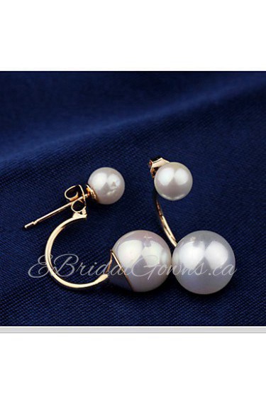 Lucky Star Women's Elegant Imitation Pearl Arc Earrings