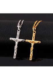 Hot Sale 18K Real Gold Platinum Plated Jesus Cro Pendant Necklace Gift for Women