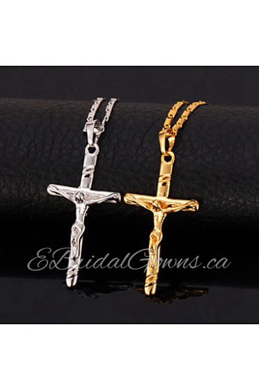 Hot Sale 18K Real Gold Platinum Plated Jesus Cro Pendant Necklace Gift for Women