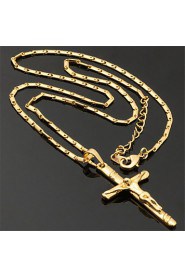 Hot Sale 18K Real Gold Platinum Plated Jesus Cro Pendant Necklace Gift for Women