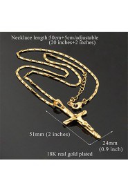 Hot Sale 18K Real Gold Platinum Plated Jesus Cro Pendant Necklace Gift for Women