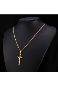 Hot Sale 18K Real Gold Platinum Plated Jesus Cro Pendant Necklace Gift for Women