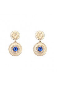 Good Quality New Brand Design Women Jewelry 4 Colors Rhinestone Statement Punk Double Circle Drop Earrings