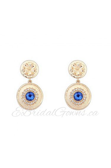 Good Quality New Brand Design Women Jewelry 4 Colors Rhinestone Statement Punk Double Circle Drop Earrings