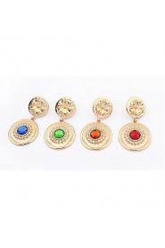 Good Quality New Brand Design Women Jewelry 4 Colors Rhinestone Statement Punk Double Circle Drop Earrings