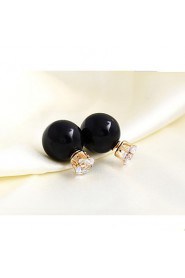 Zircon Double - sided Candy Colored Round Ball Earrings