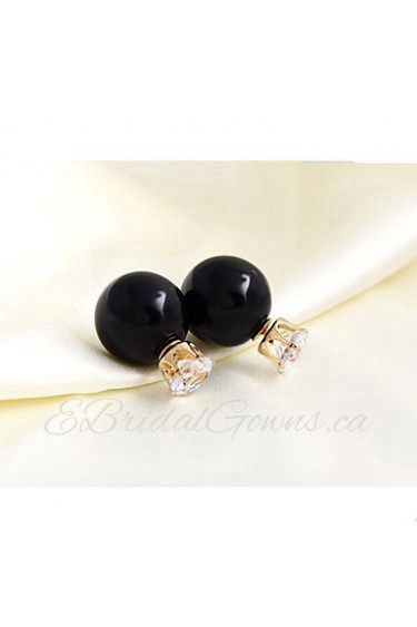 Zircon Double - sided Candy Colored Round Ball Earrings