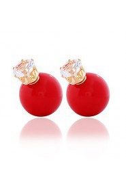 Zircon Double - sided Candy Colored Round Ball Earrings