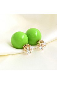 Zircon Double - sided Candy Colored Round Ball Earrings