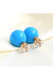 Zircon Double - sided Candy Colored Round Ball Earrings