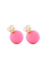 Zircon Double - sided Candy Colored Round Ball Earrings