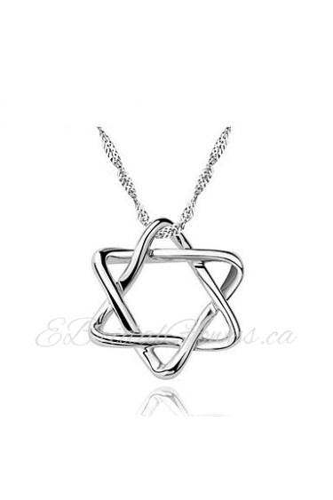 Classic 925 Real Sterling Silver Link Chain Star of David Pendant Hexagram Necklaces Women Zircon Statement Jewelry