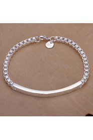 Fashion Style Geometric Silver Plated Copper Bracelets For Mens(Silver)(1Pc)