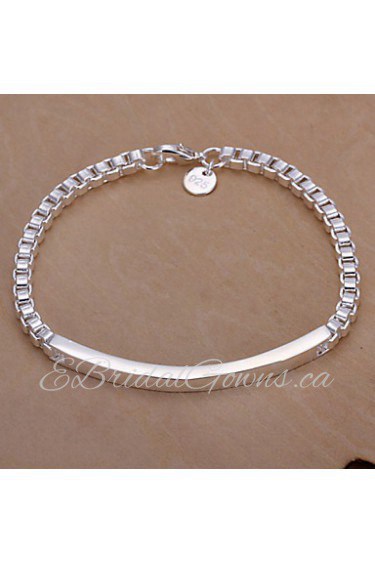 Fashion Style Geometric Silver Plated Copper Bracelets For Mens(Silver)(1Pc)