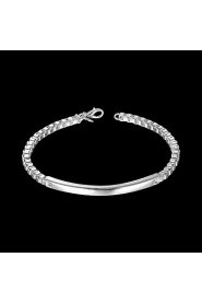 Fashion Style Geometric Silver Plated Copper Bracelets For Mens(Silver)(1Pc)