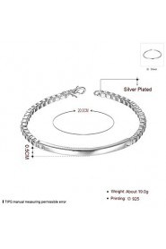 Fashion Style Geometric Silver Plated Copper Bracelets For Mens(Silver)(1Pc)