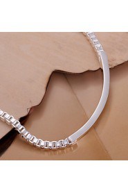 Fashion Style Geometric Silver Plated Copper Bracelets For Mens(Silver)(1Pc)