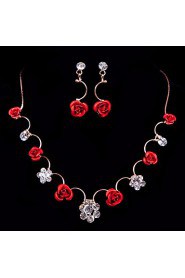 Flowers Ladies'/Women's Alloy Wedding/Party Jewelry Set With Rhinestone