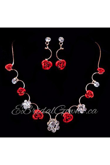 Flowers Ladies'/Women's Alloy Wedding/Party Jewelry Set With Rhinestone